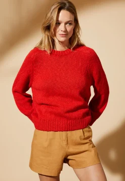 Montagut Pulls-Pull col rond coton et lin - Mick 52-Rouge