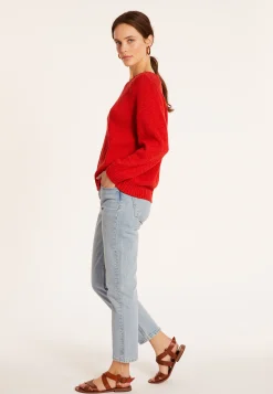 Montagut Pulls-Pull col rond coton et lin - Mick 52-Rouge