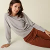 Montagut Les Incontournables-Pull col rond en cachemire - Abeline 11-Gris clair