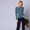 Montagut Les Incontournables-Pull col rond en cachemire - Evana 22-Vert moyen