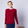 Montagut Les Incontournables-Pull col rond en cachemire - Evana 20-Rouge foncé