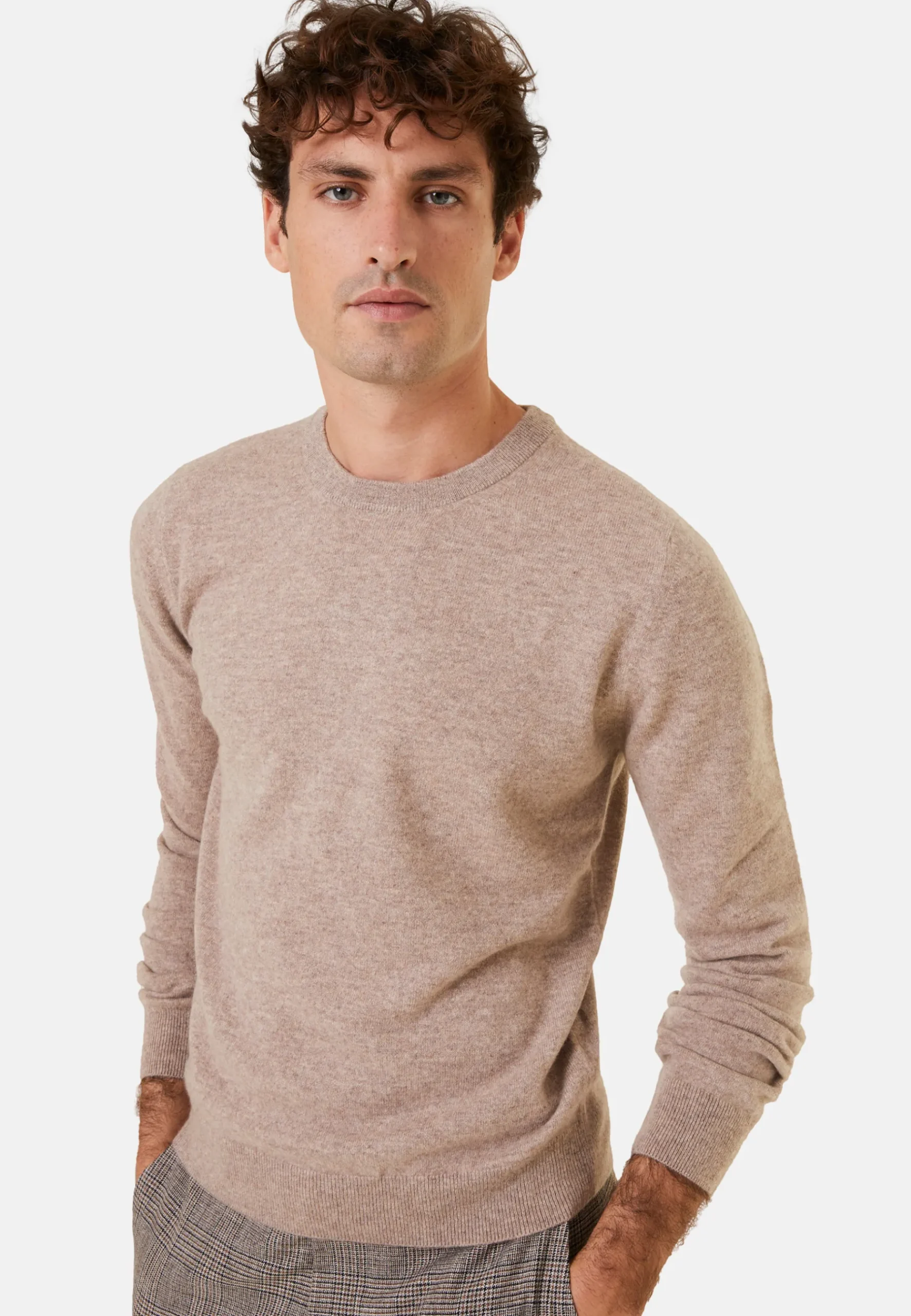 Montagut Pulls | Pulls-Pull col rond en cachemire - Evain 14-Beige foncé