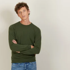 Montagut Pulls-Pull col rond en cachemire - Evain 83-Kaki