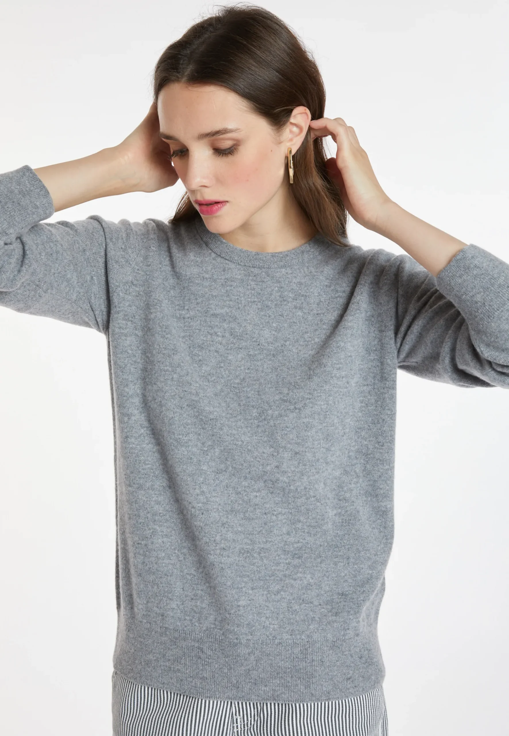 Montagut Les Incontournables-Pull col rond en cachemire - Abeline 09-Gris moyen