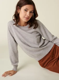Montagut Les Incontournables-Pull col rond en cachemire - Abeline 11-Gris clair