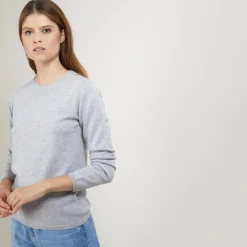 Montagut Les Incontournables-Pull col rond en cachemire - Abeline 09-Gris moyen