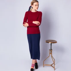 Montagut Les Incontournables-Pull col rond en cachemire - Evana 20-Rouge foncé
