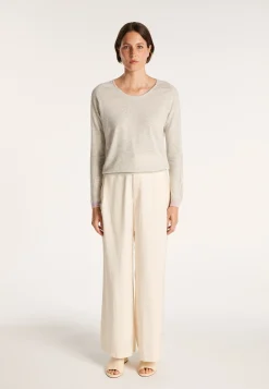 Montagut Pulls-Pull col rond en cachemire et lin - Jacob 11-Gris clair