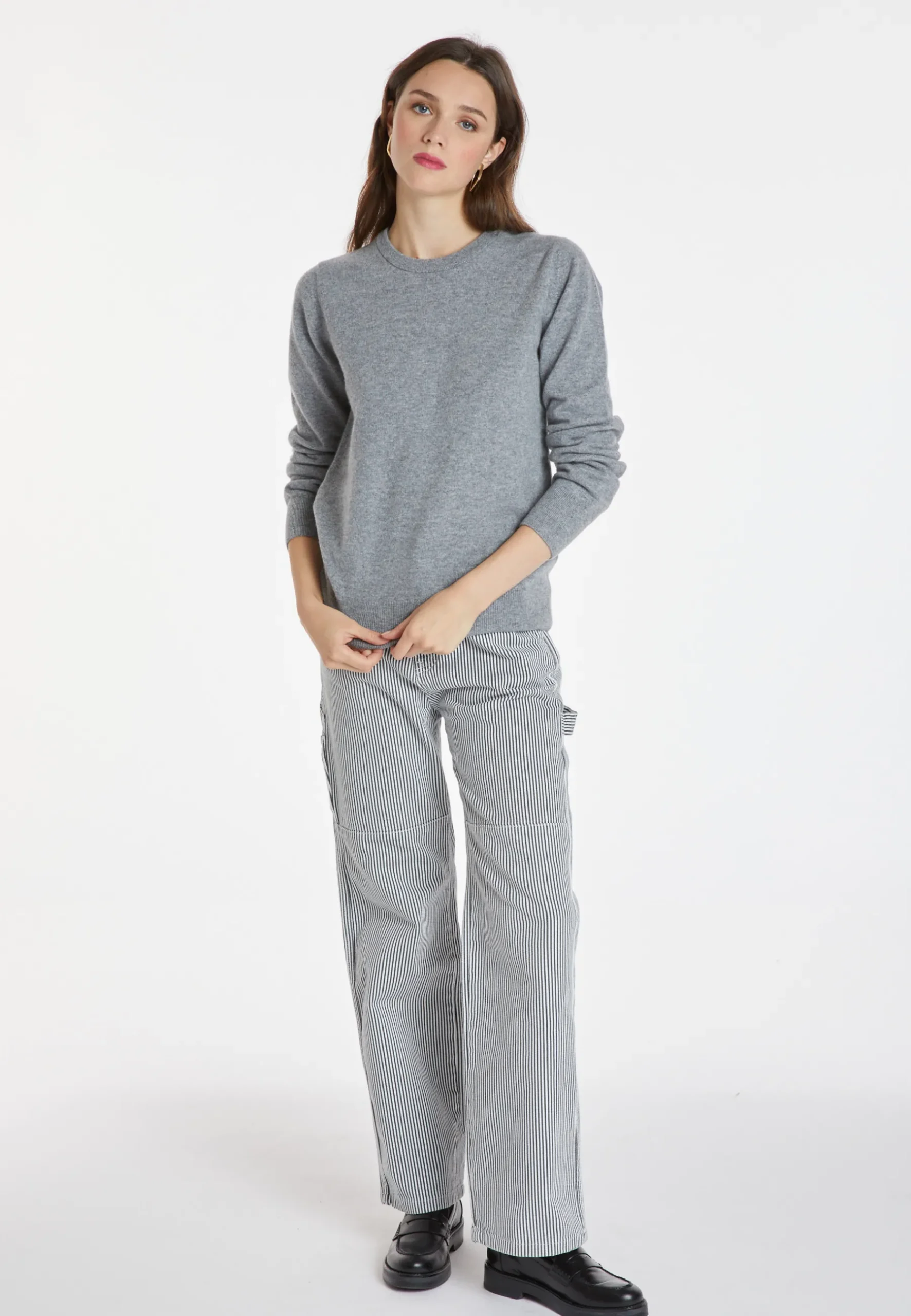 Montagut Les Incontournables-Pull col rond en cachemire - Abeline 09-Gris moyen