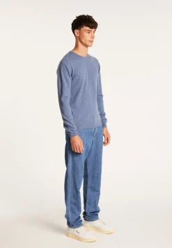 Montagut Pulls-Pull col rond en cachemire - Evain 06-Bleu moyen