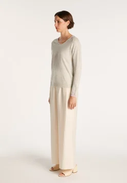 Montagut Pulls-Pull col rond en cachemire et lin - Jacob 11-Gris clair