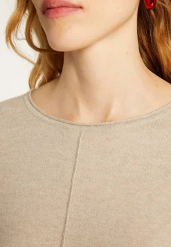 Montagut Pulls-Pull col rond en cachemire light - Soraya 13-Beige moyen