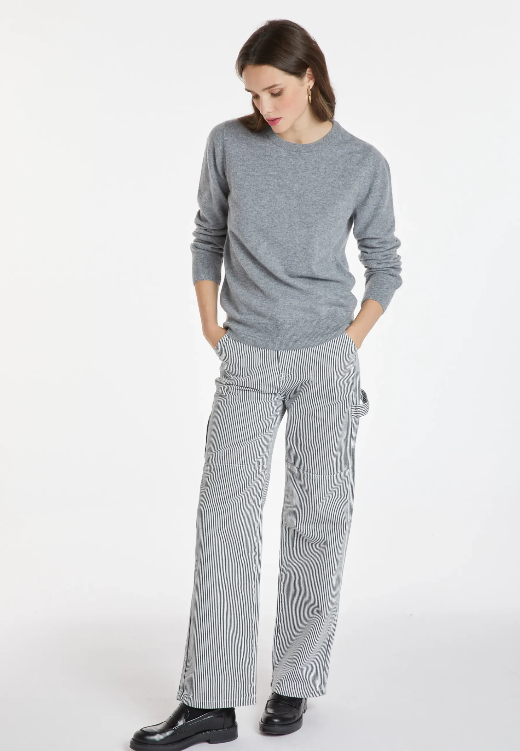 Montagut Les Incontournables-Pull col rond en cachemire - Abeline 09-Gris moyen