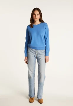 Montagut Les Incontournables-Pull col rond en cachemire - Abeline 06-Bleu moyen