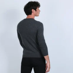 Montagut Pulls-Pull col rond en cachemire - Evain 10-Gris foncé