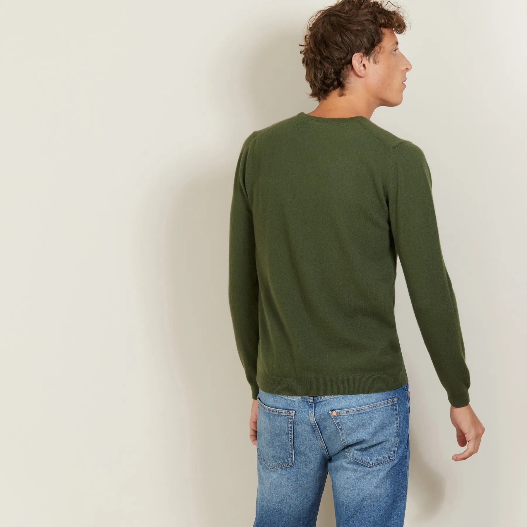 Montagut Pulls-Pull col rond en cachemire - Evain 83-Kaki