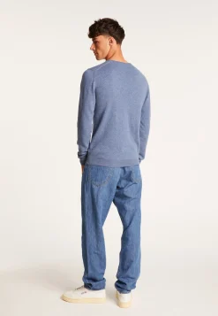 Montagut Pulls-Pull col rond en cachemire - Evain 06-Bleu moyen