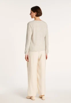 Montagut Pulls-Pull col rond en cachemire et lin - Jacob 11-Gris clair