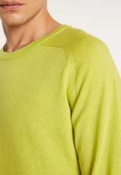 Montagut Pulls-Pull col rond en cachemire et lin - Bandit 90-Vert anis