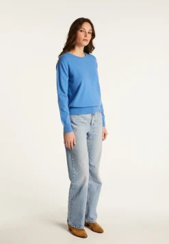 Montagut Les Incontournables-Pull col rond en cachemire - Abeline 06-Bleu moyen
