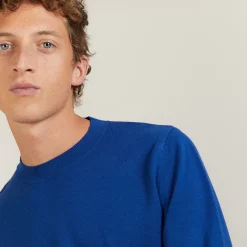 Montagut Pulls-Pull col rond en coton cachemire - Burton 48-Bleu roi