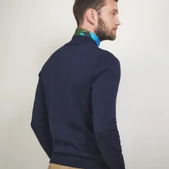 Montagut Pulls-Pull col rond en coton cachemire - Burton 05-Bleu marine