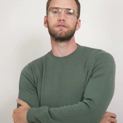 Montagut Pulls-Pull col rond en coton cachemire - Burton 83-Kaki