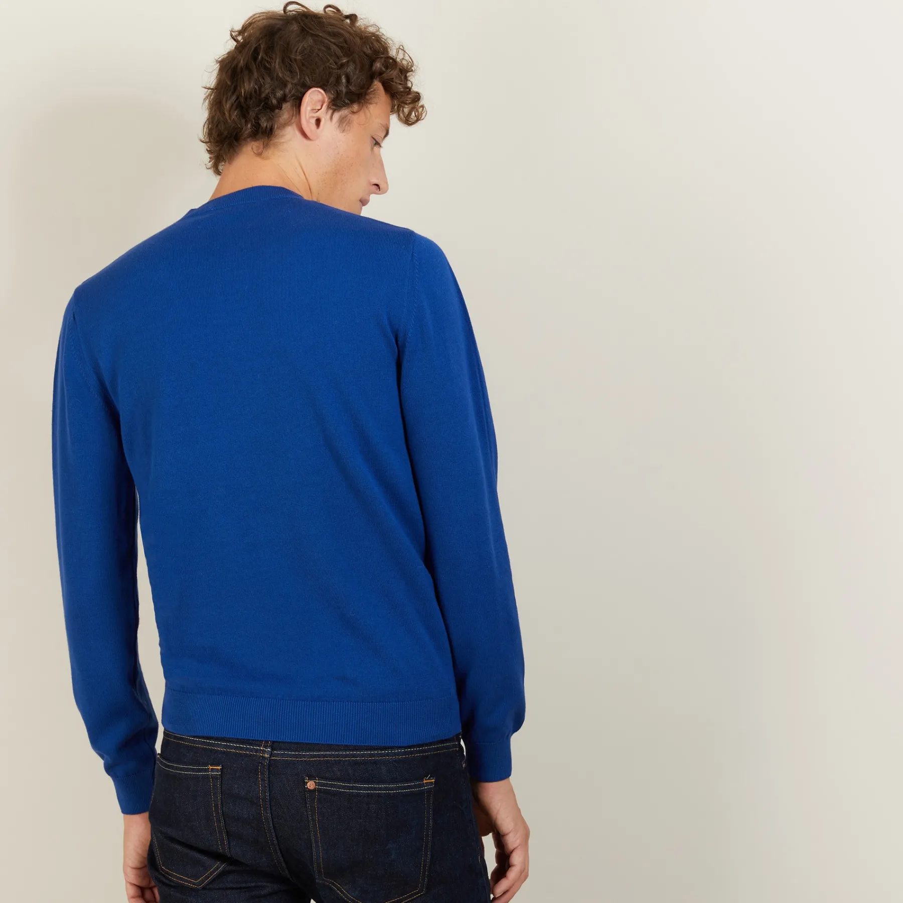 Montagut Pulls-Pull col rond en coton cachemire - Burton 48-Bleu roi