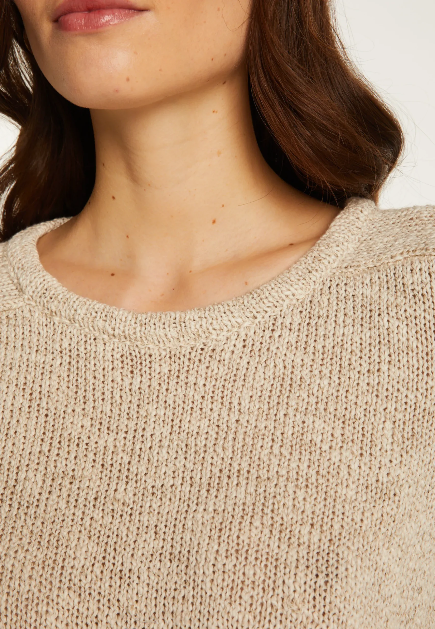 Montagut Pulls-Pull col rond en coton et lin - Nicky 82-Ecru