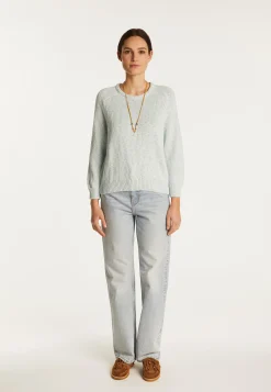 Montagut Pulls-Pull col rond en coton et lin - Nicky 77-Bleu ciel