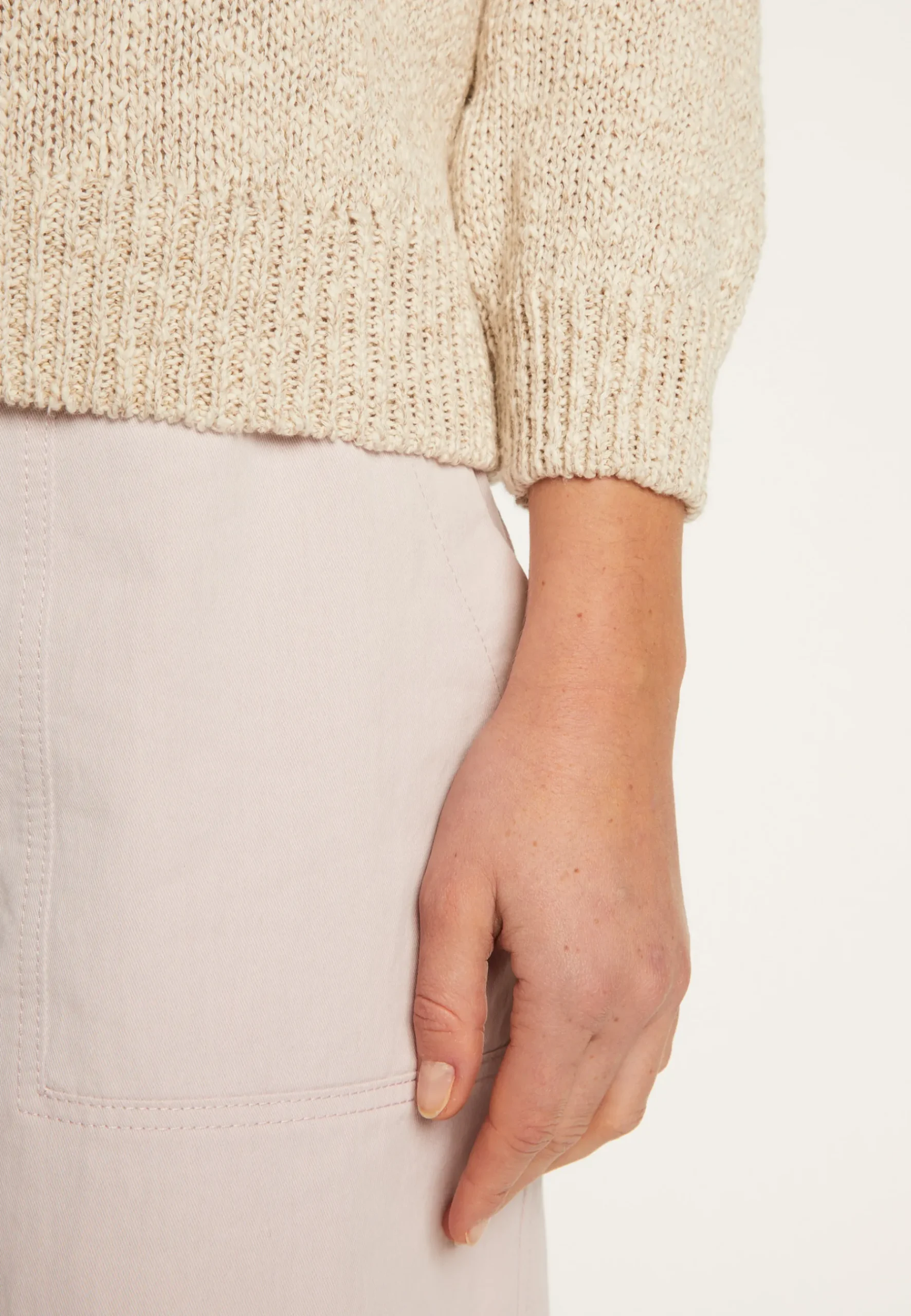 Montagut Pulls-Pull col rond en coton et lin - Nicky 82-Ecru