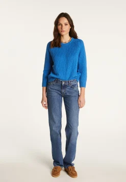 Montagut Pulls-Pull col rond en coton et lin - Nicky 06-Bleu moyen