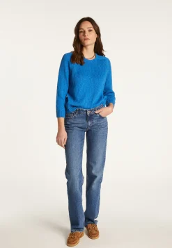 Montagut Pulls-Pull col rond en coton et lin - Nicky 06-Bleu moyen
