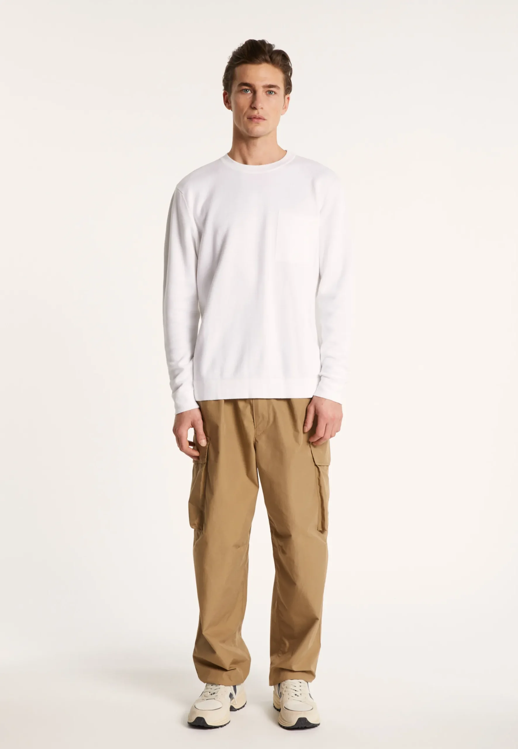 Montagut Pulls-Pull col rond en coton et lin flammé - Isaia 02-Blanc