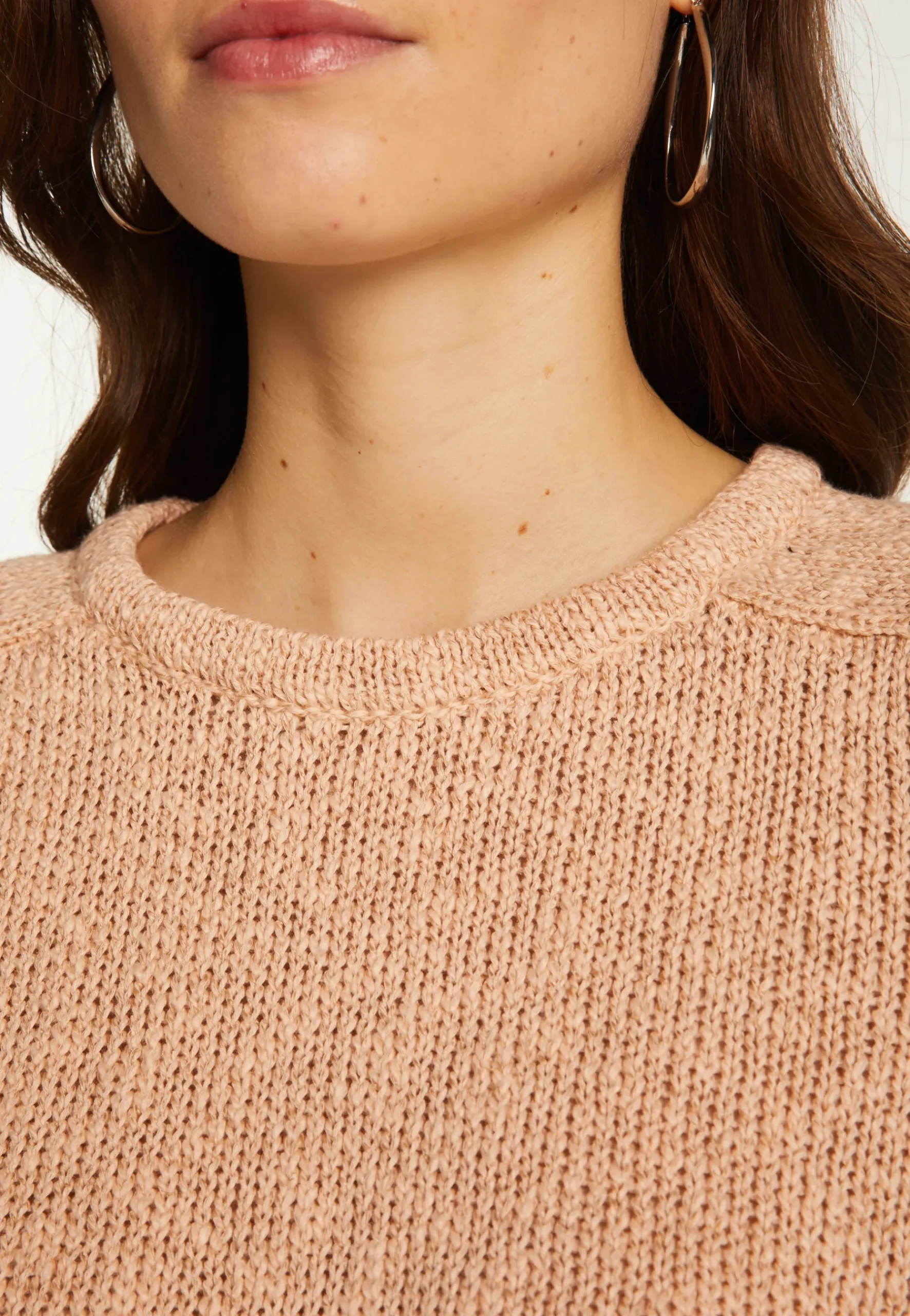 Montagut Pulls-Pull col rond en coton et lin - Nicky 24-Rose clair