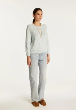 Montagut Pulls-Pull col rond en coton et lin - Nicky 77-Bleu ciel