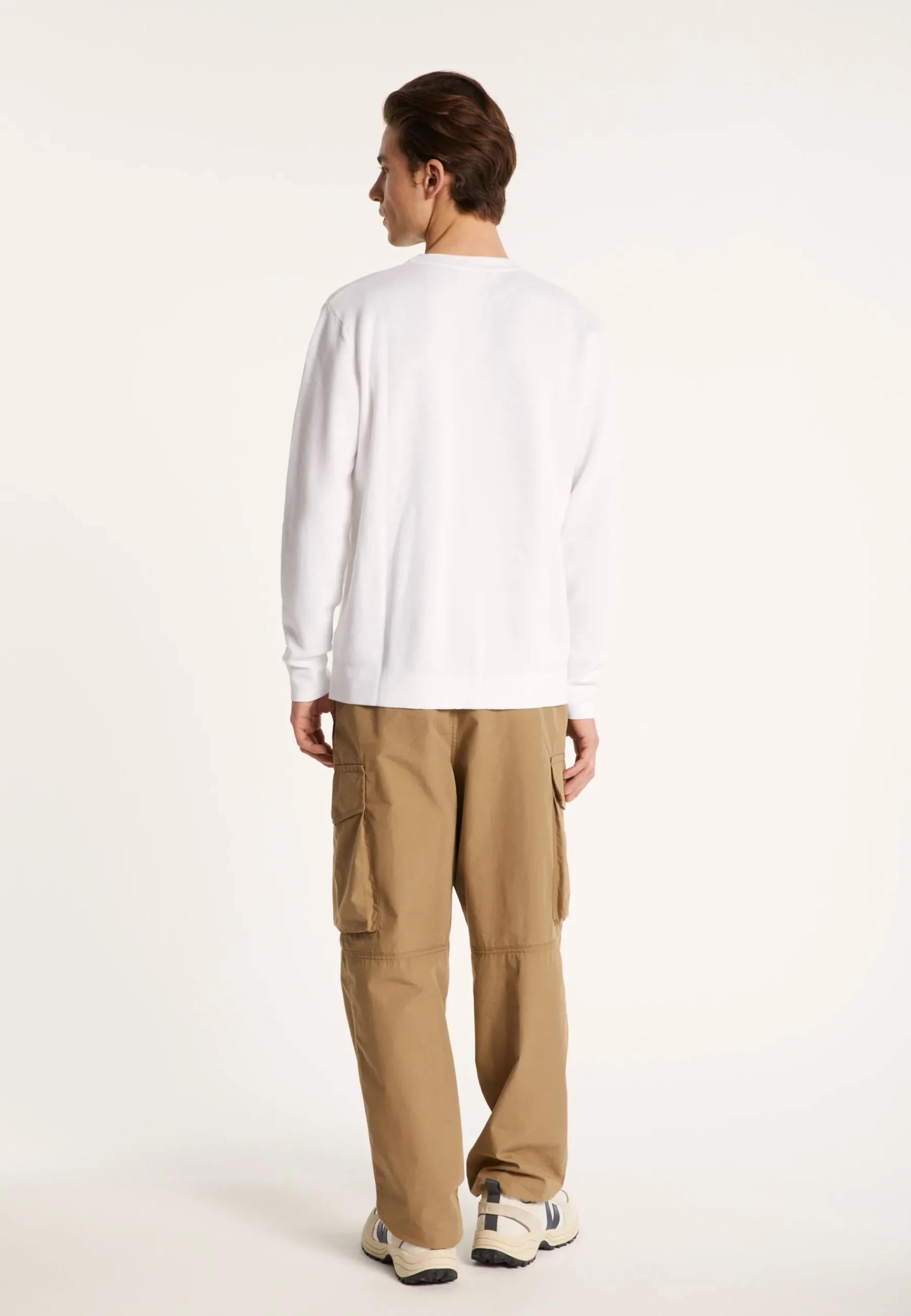 Montagut Pulls-Pull col rond en coton et lin flammé - Isaia 02-Blanc