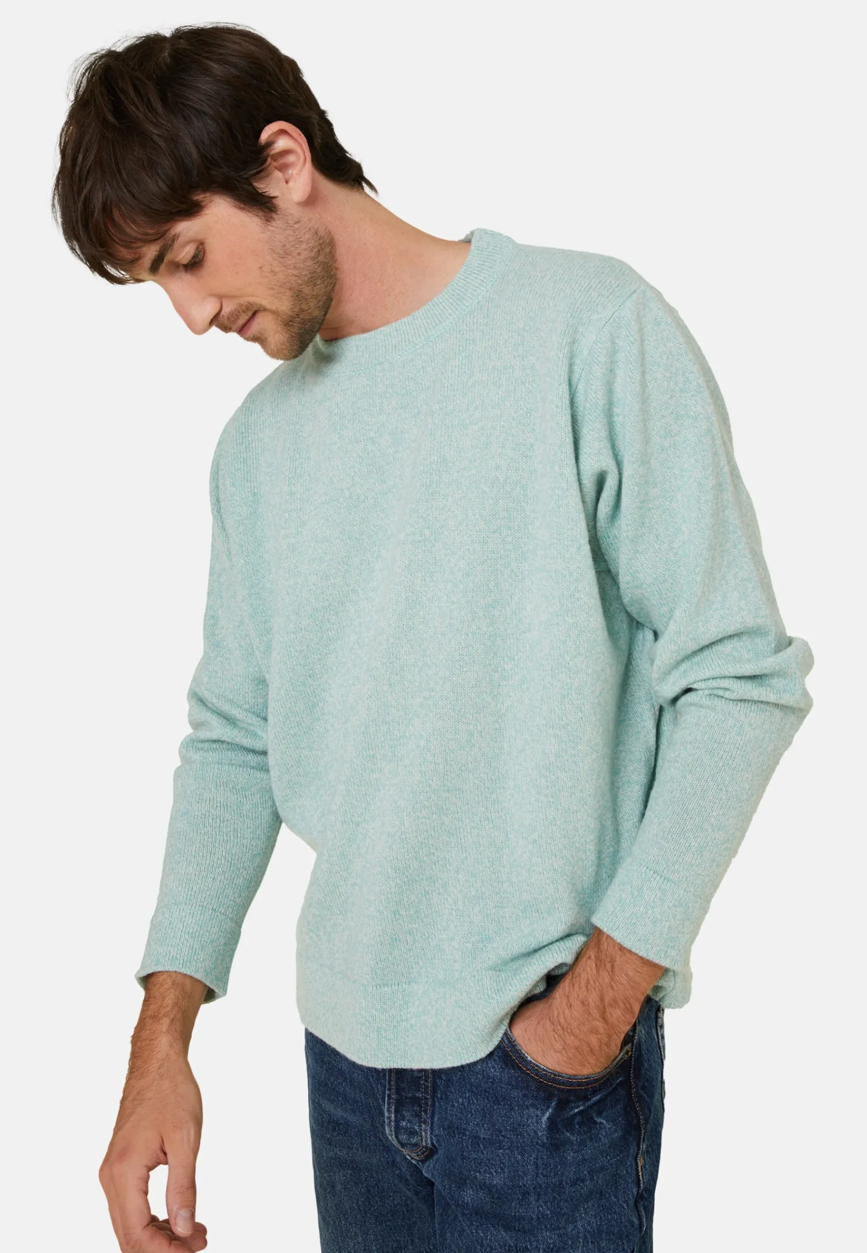 Montagut Pulls-Pull col rond en laine et cachemire - Fado 94-Vert amande