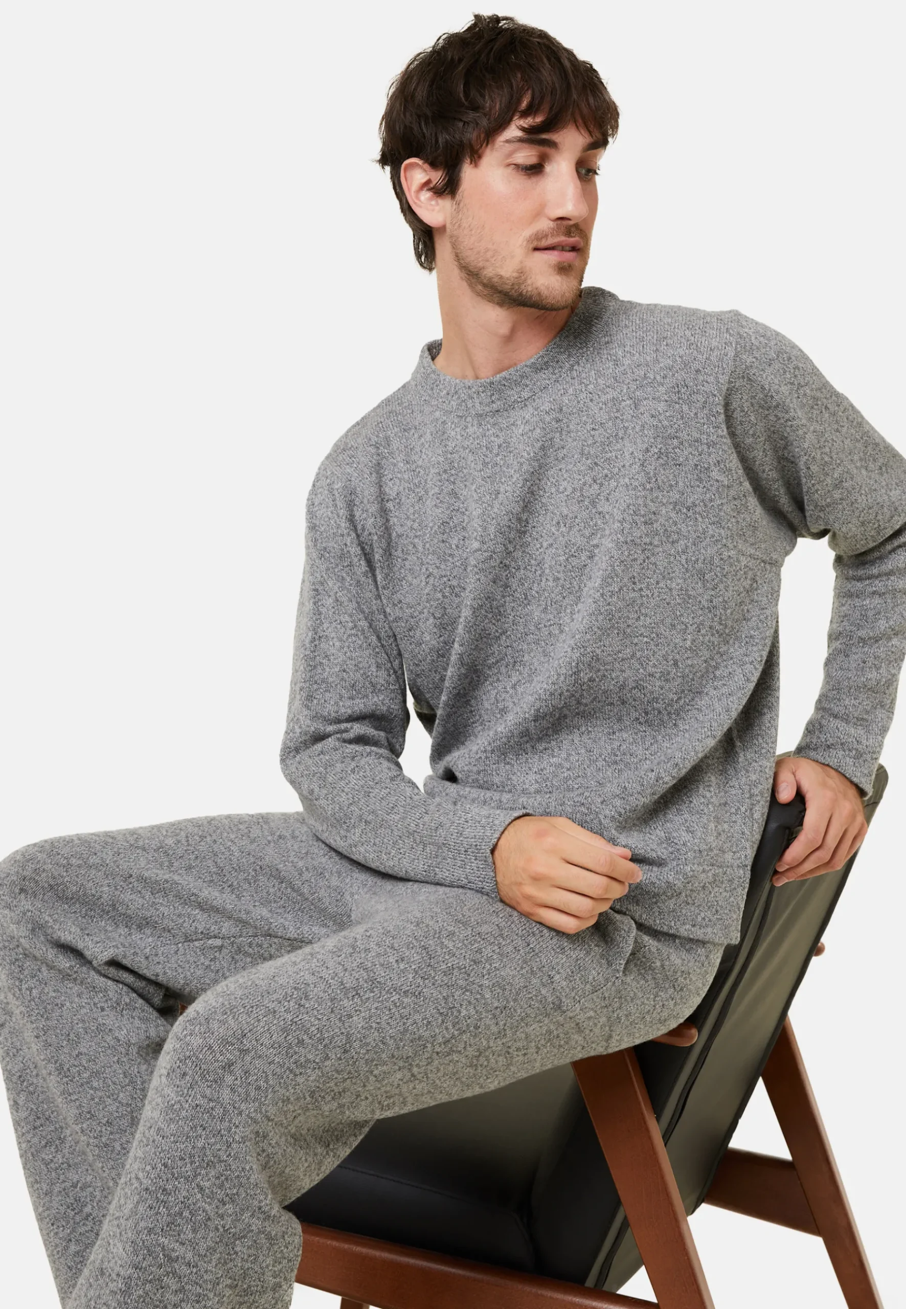 Montagut Pulls-Pull col rond en laine et cachemire - Fado 09-Gris moyen