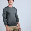 Montagut Pulls-Pull col rond en laine et soie - Barsam 10-Gris foncé