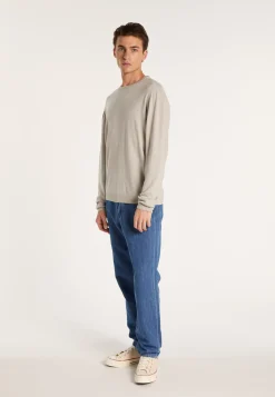 Montagut Pulls-Pull col rond en laine et soie - Barsam 11-Gris clair