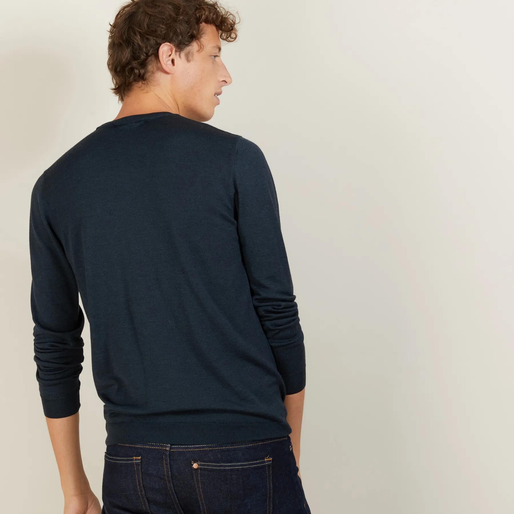 Montagut Pulls-Pull col rond en laine et soie - Barsam 10-Gris foncé