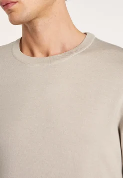 Montagut Pulls-Pull col rond en laine et soie - Barsam 11-Gris clair
