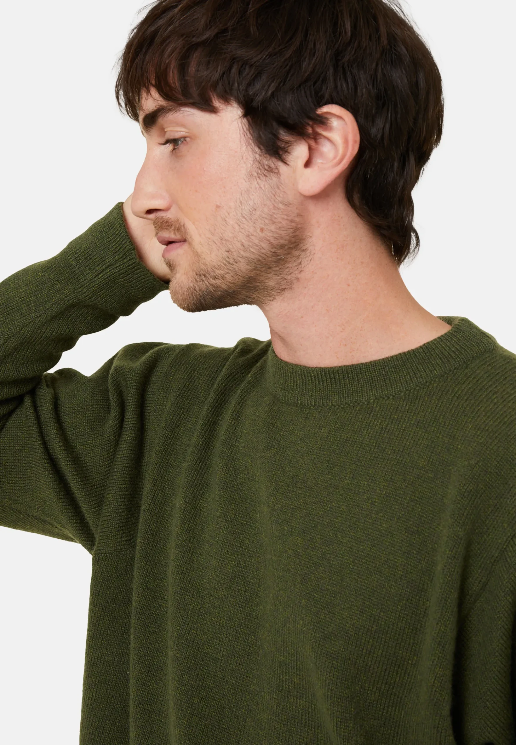 Montagut Pulls-Pull col rond en laine et cachemire - Fado 83-Kaki