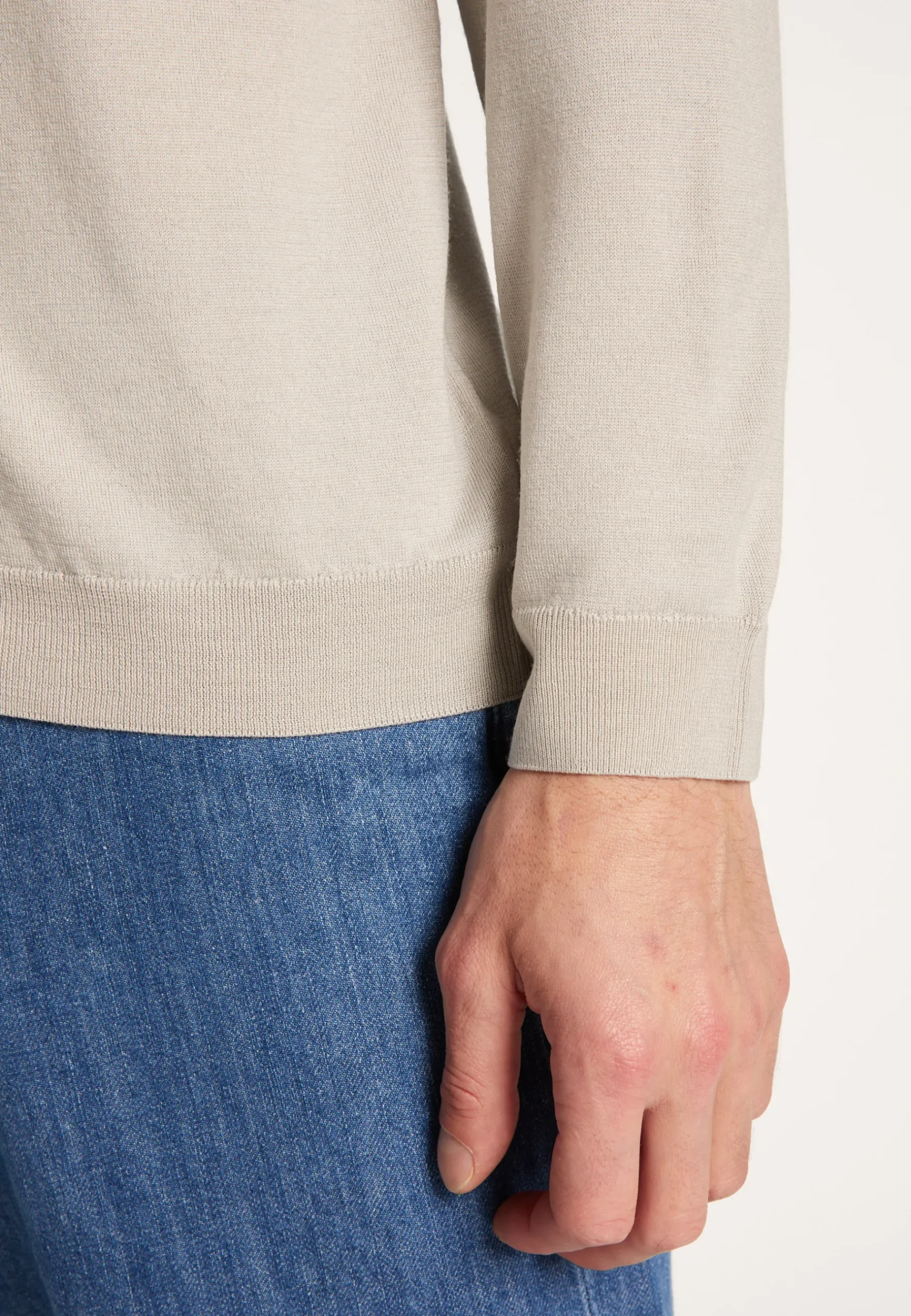 Montagut Pulls-Pull col rond en laine et soie - Barsam 11-Gris clair
