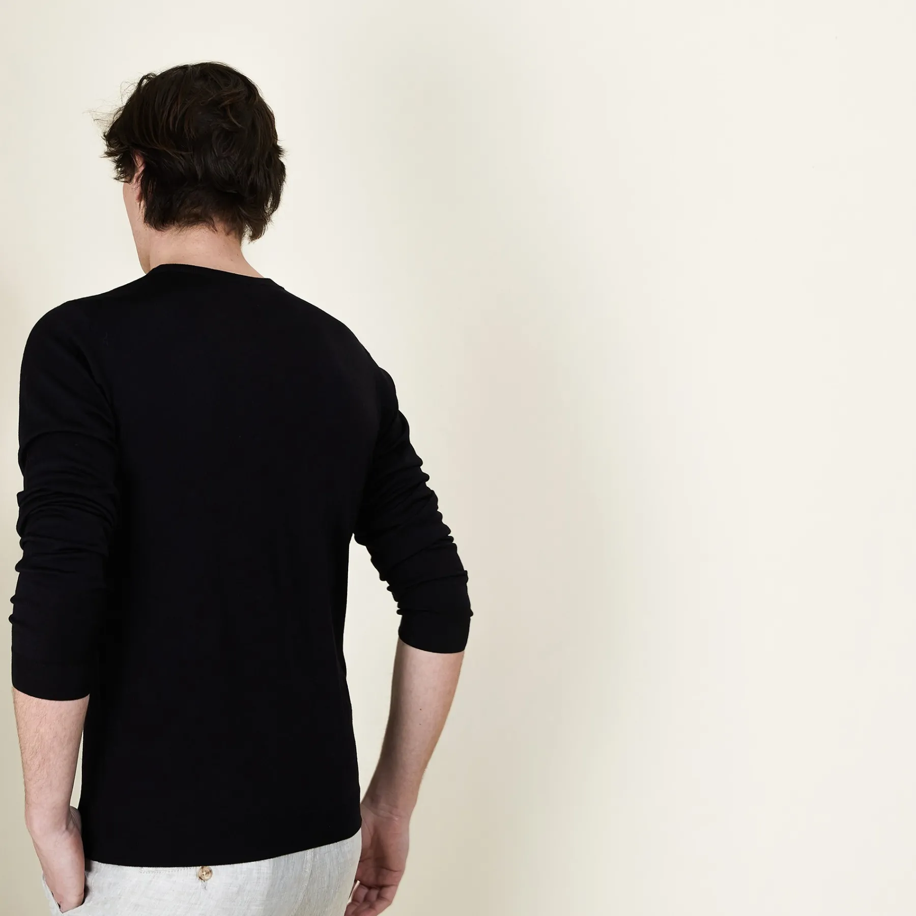 Montagut Pulls-Pull col rond en laine et soie - Barsam 11-Gris clair