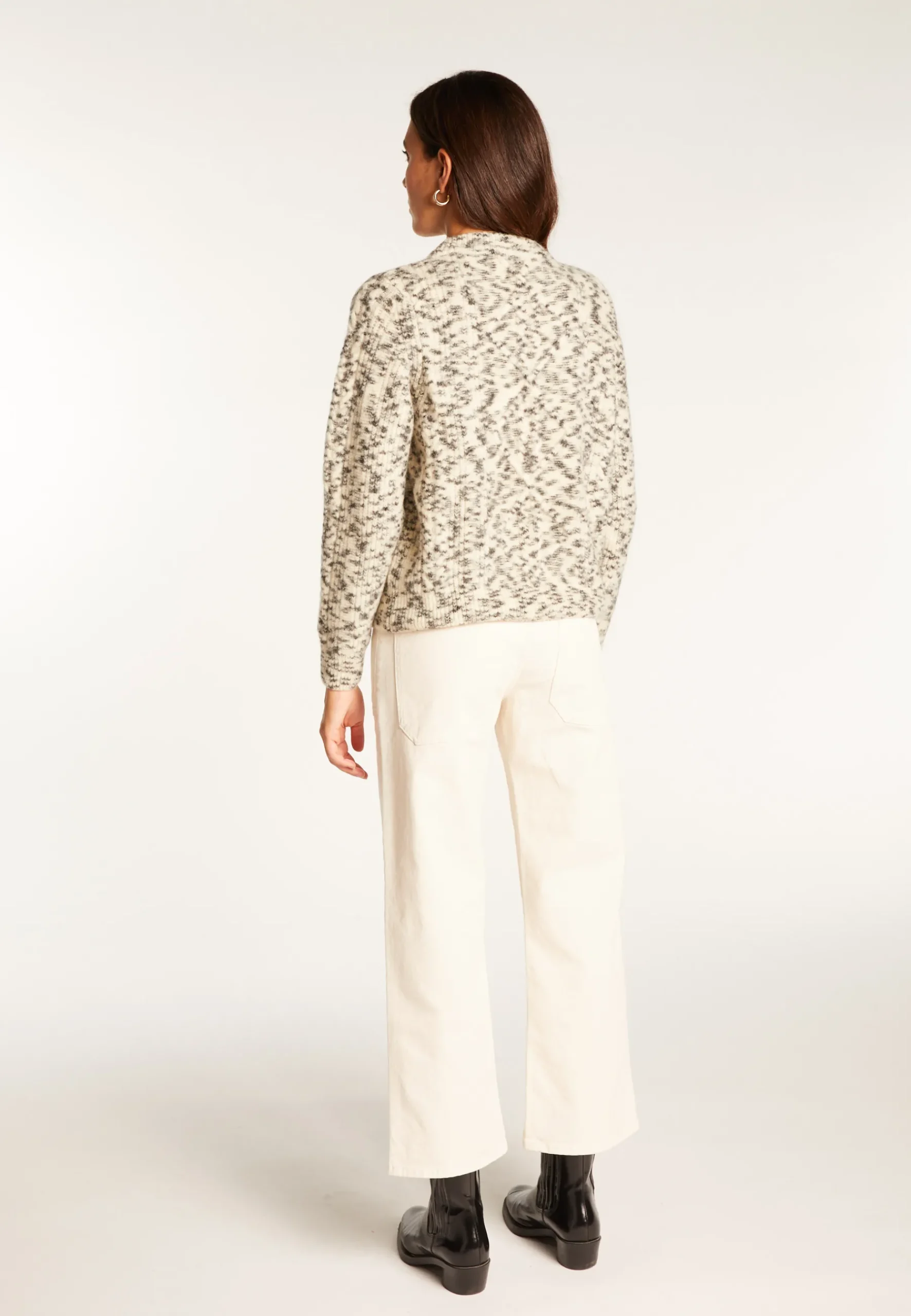 Montagut Pulls-Pull col rond en laine mohair - Vanessa 82-Ecru