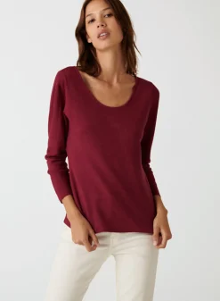 Montagut Pulls-Pull col rond en laine mérinos maille fine - Altesa 17-Violet