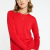 Montagut Les Incontournables-Pull col rond en laine mérinos - Bérenice 52-Rouge