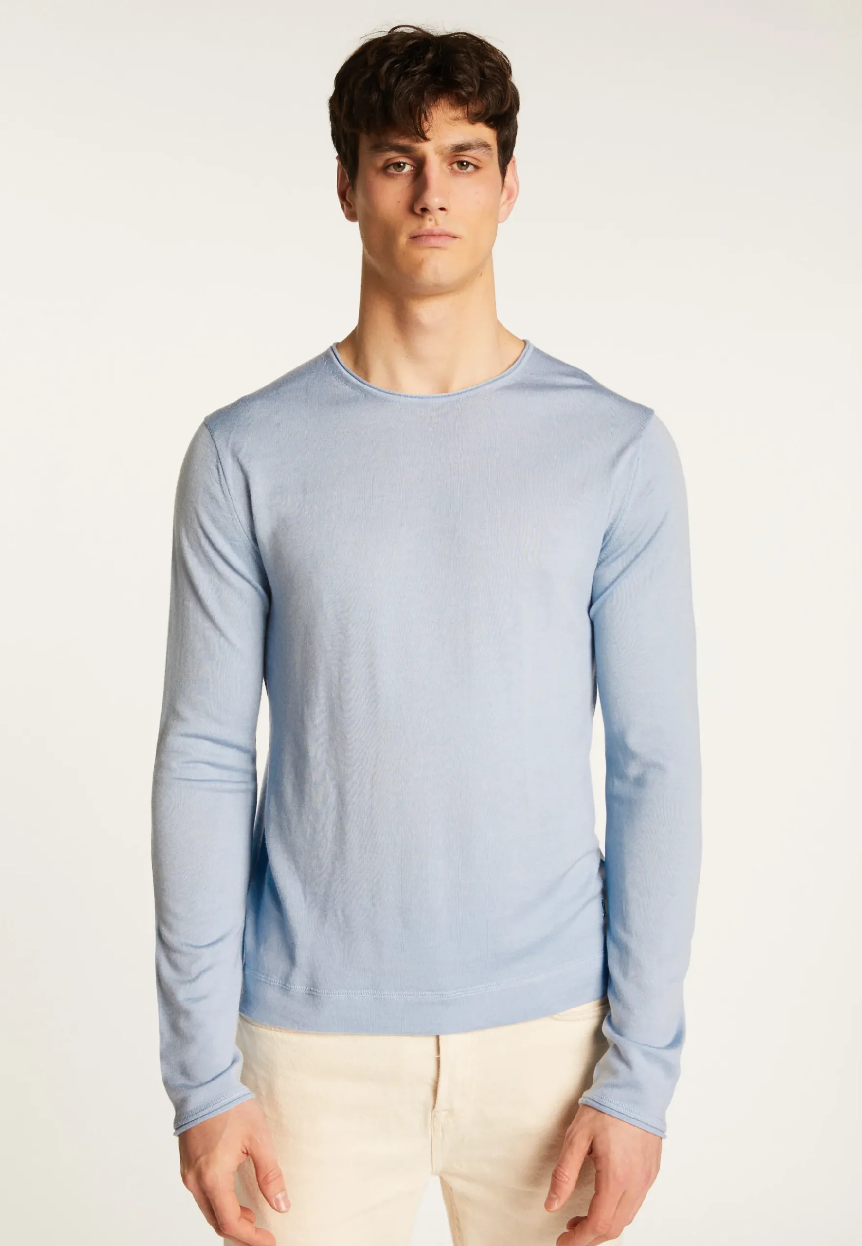Montagut Pulls-Pull col rond en laine mérinos - Erin 77-Bleu ciel